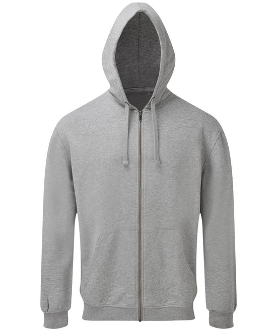 Heather Grey - Men's coastal vintage wash loop back zip through hoodie