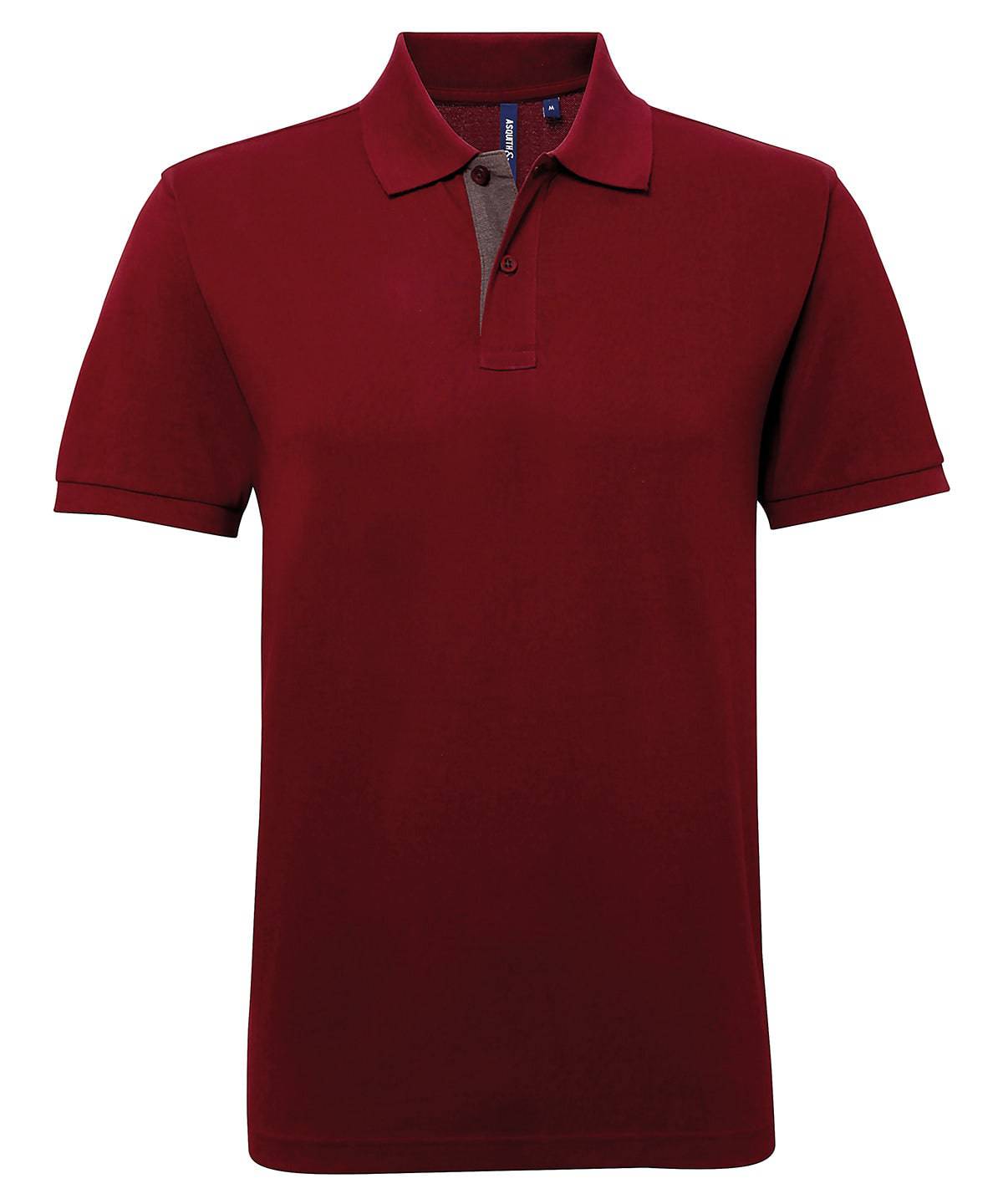 Burgundy/Charcoal - Men's classic fit contrast polo