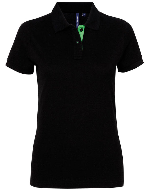Load image into Gallery viewer, Black/Lime - Women&amp;#39;s contrast polo
