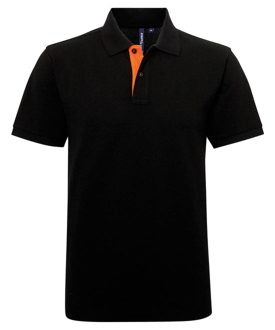 Load image into Gallery viewer, Black/Orange - Men&amp;#39;s classic fit contrast polo
