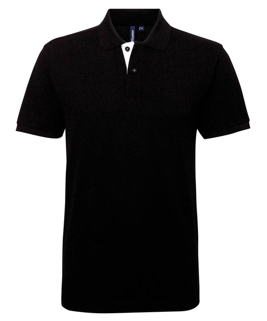 Load image into Gallery viewer, Black/White - Men&amp;#39;s classic fit contrast polo
