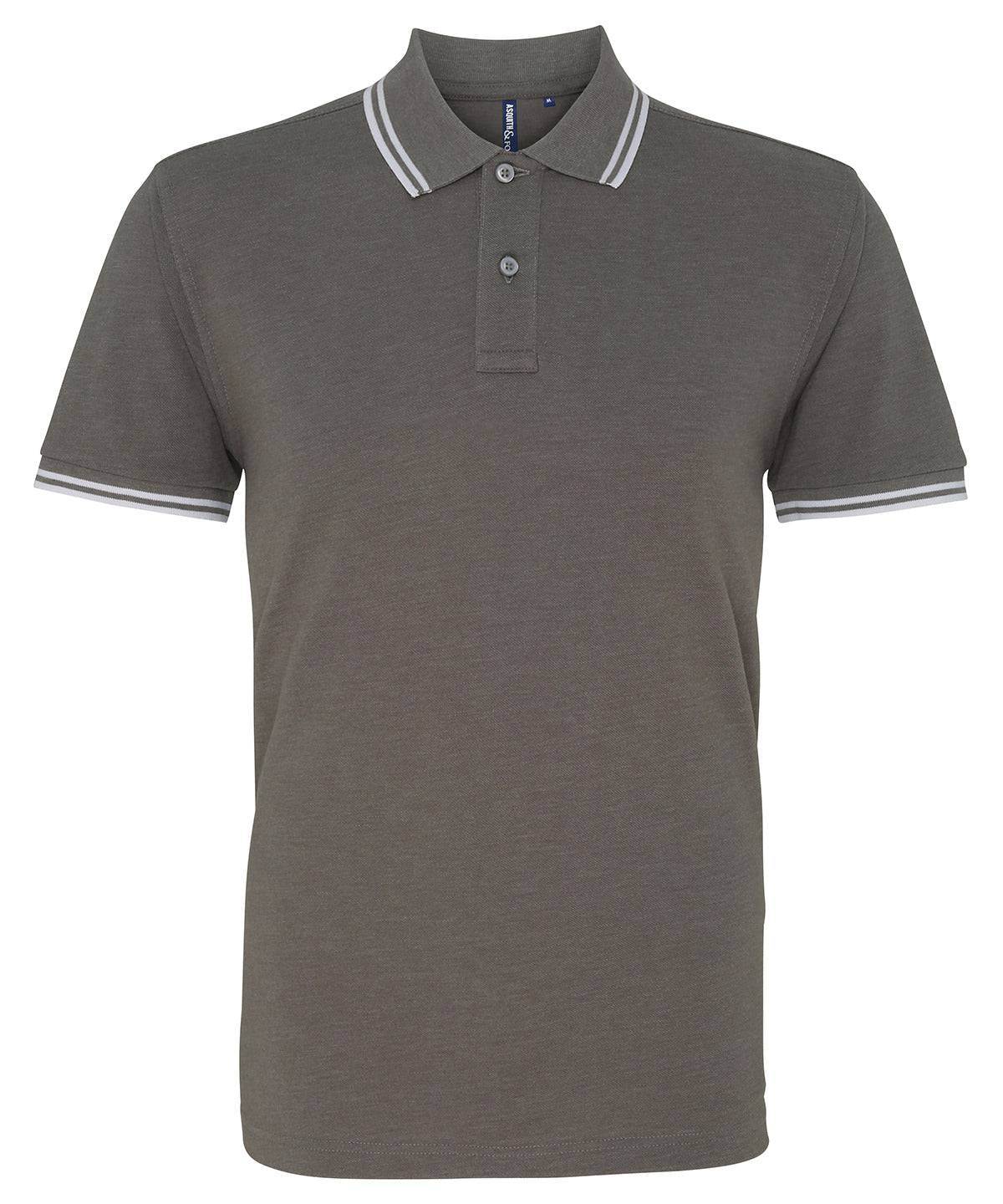 Charcoal/White - Men's classic fit tipped polo