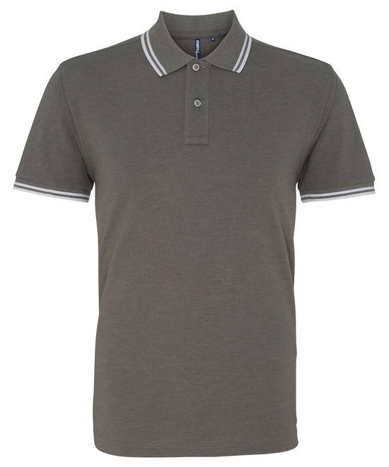 Charcoal/White - Men's classic fit tipped polo