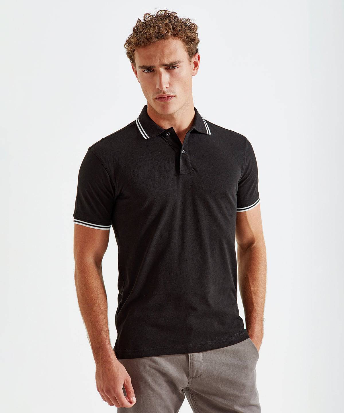 Cornflower/Navy - Men's classic fit tipped polo