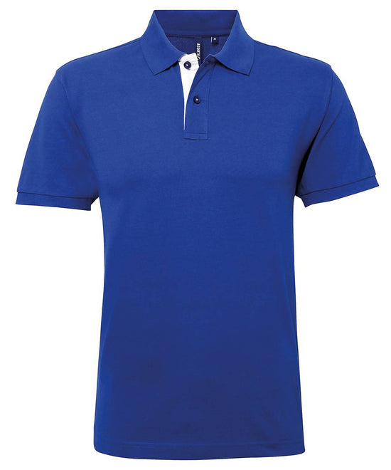 Load image into Gallery viewer, Royal/White - Men&amp;#39;s classic fit contrast polo
