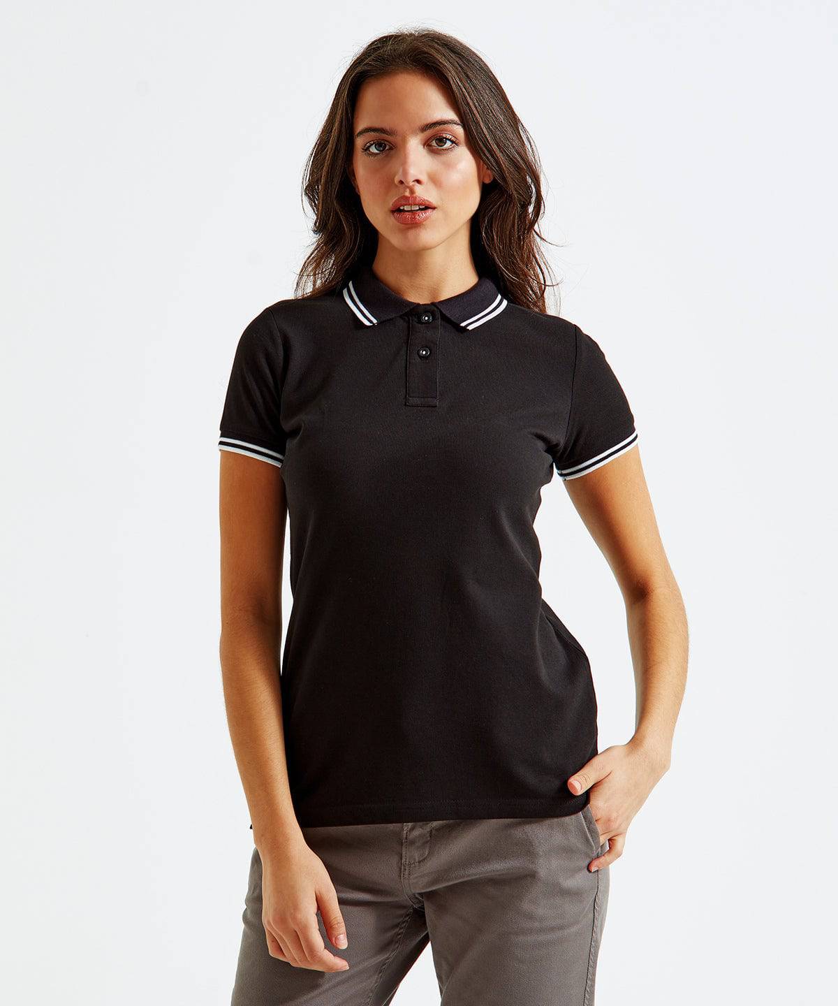 Black/Red - Women's classic fit tipped polo