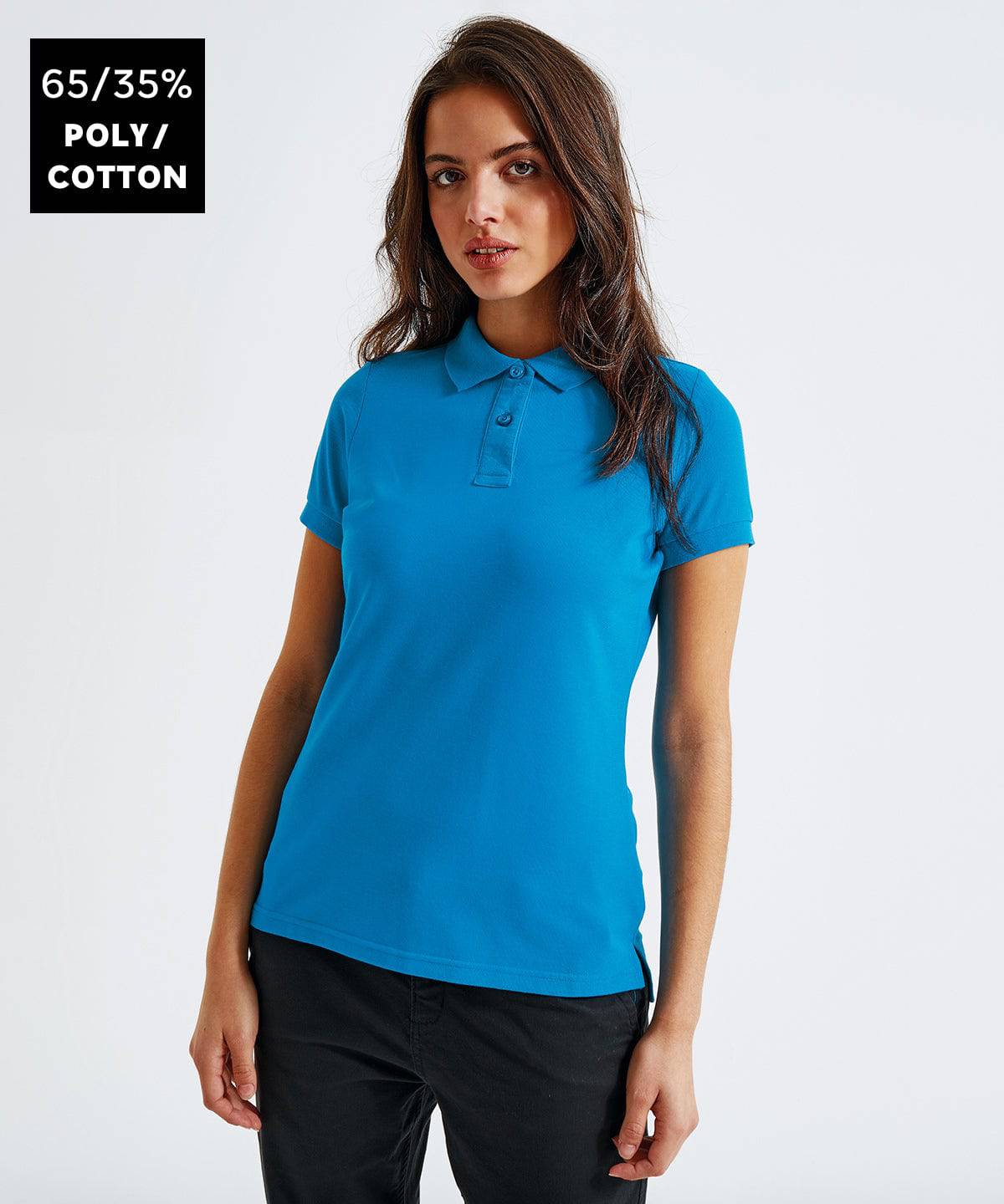 Load image into Gallery viewer, Black - Women’s polycotton blend polo

