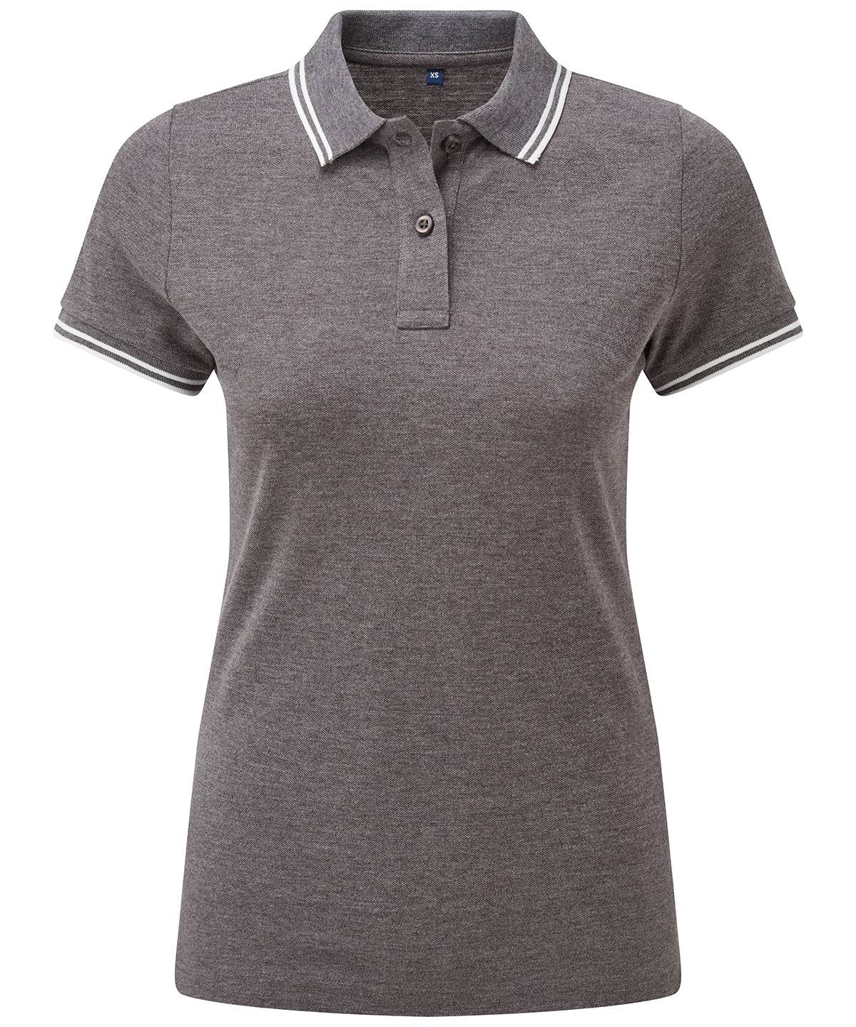 Charcoal/White - Women's classic fit tipped polo