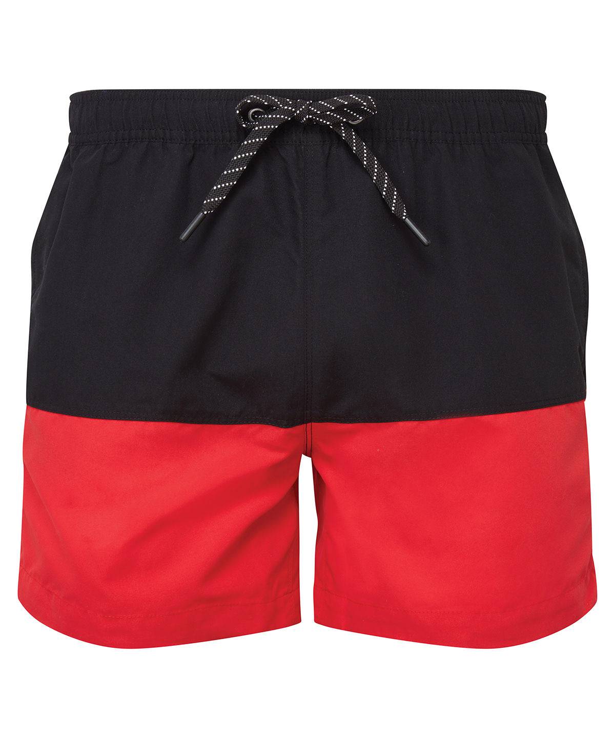 Black/Red - Block colour swim shorts