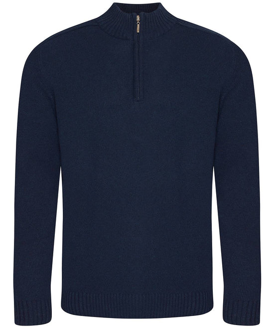 Navy - Wakhan ¼ regen zip knit sweater