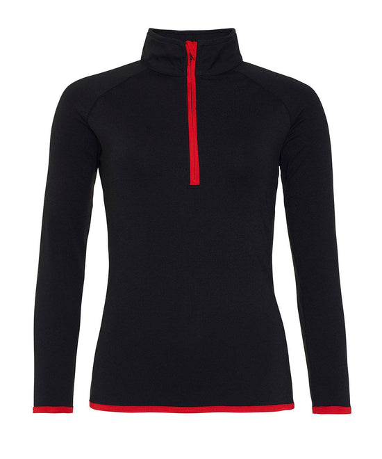 Jet Black/Fire Red - Women's cool ½ zip sweatshirt