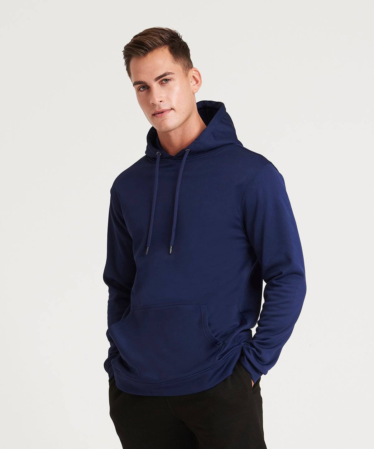 Blue Melange - Sports polyester hoodie