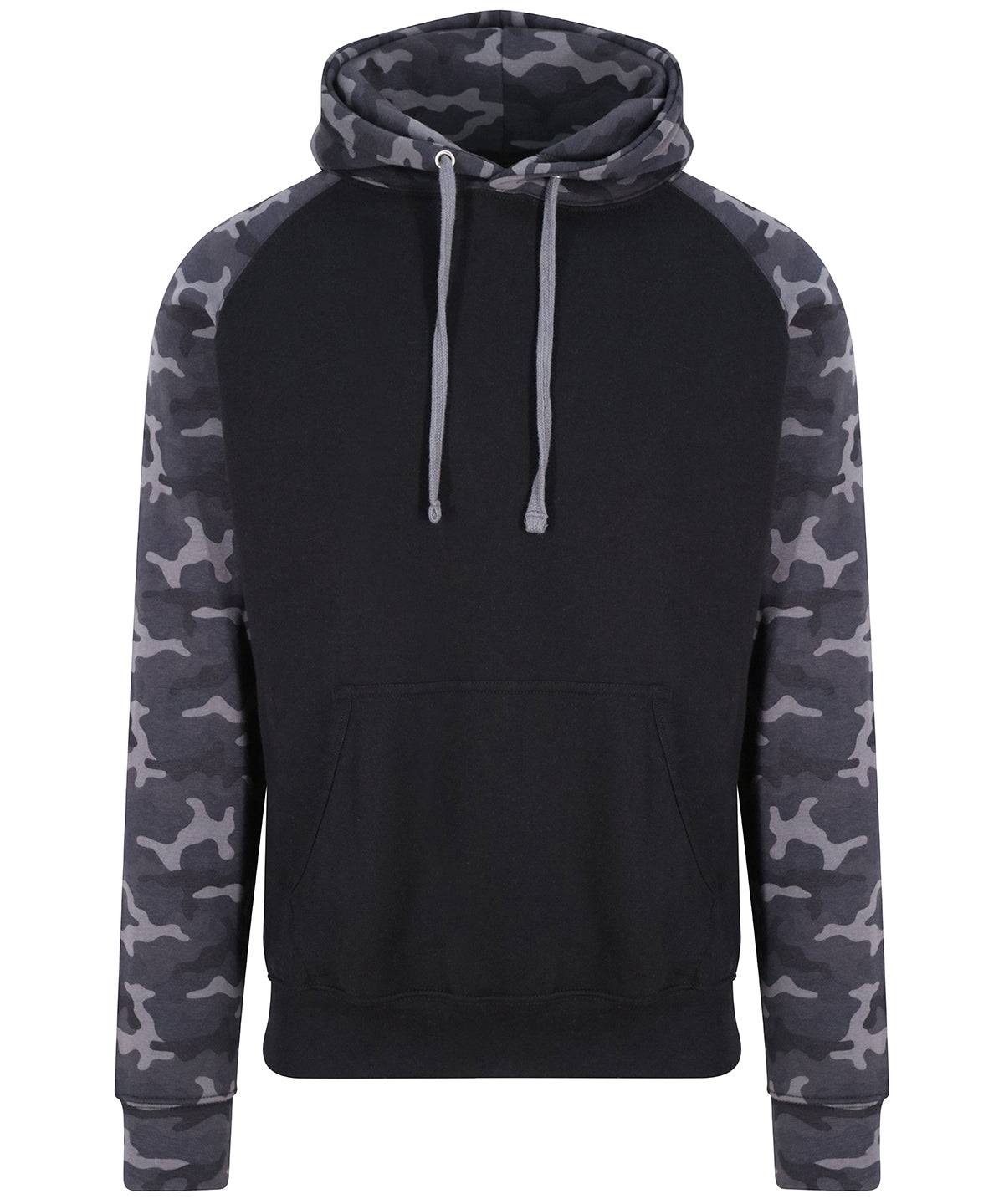 Solid Black/Black Camo - Baseball hoodie