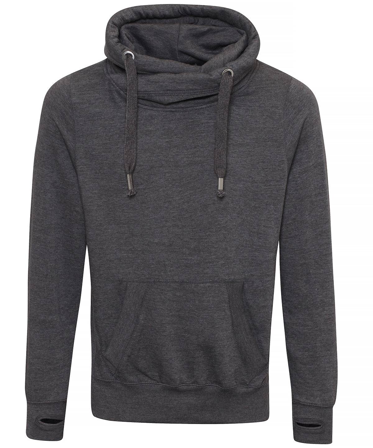 Charcoal - Cross neck hoodie