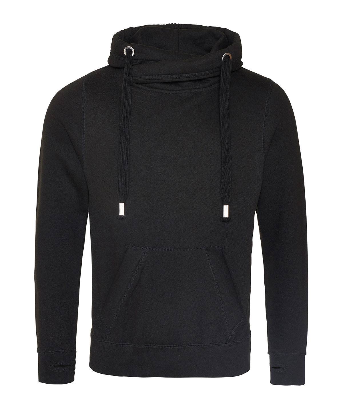 Jet Black - Cross neck hoodie