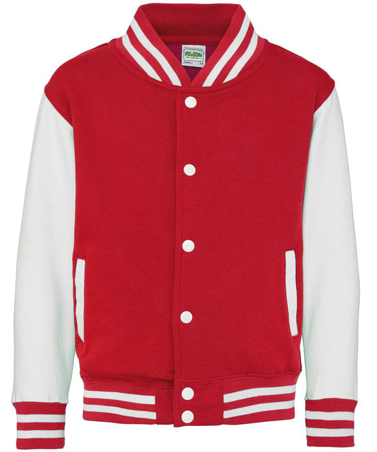 Fire Red/White - Kids varsity jacket