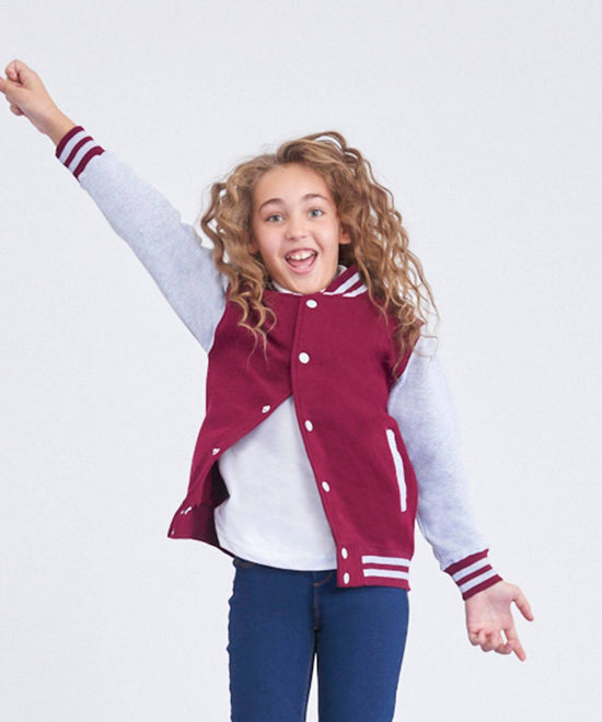 Heather Grey/White - Kids varsity jacket