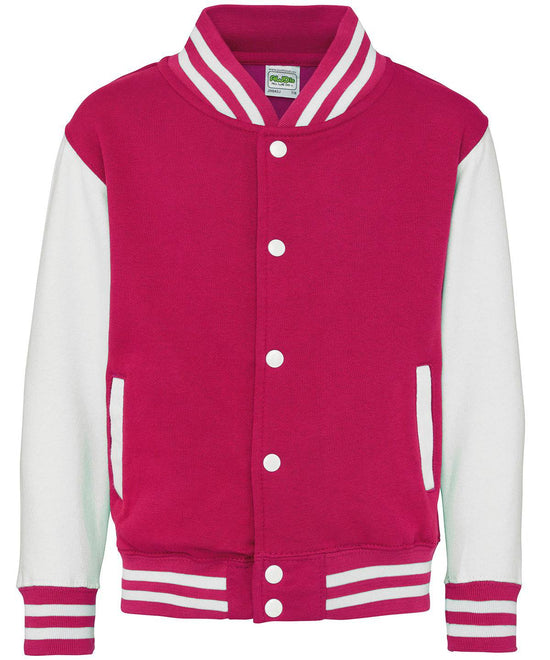 Hot Pink/White - Kids varsity jacket