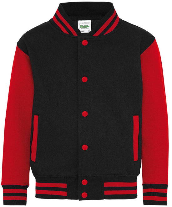 Jet Black/Fire Red - Kids varsity jacket