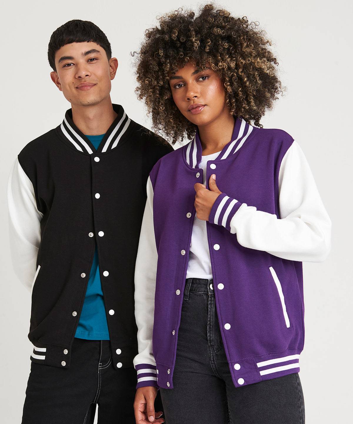 Jet Black/White* - Varsity jacket