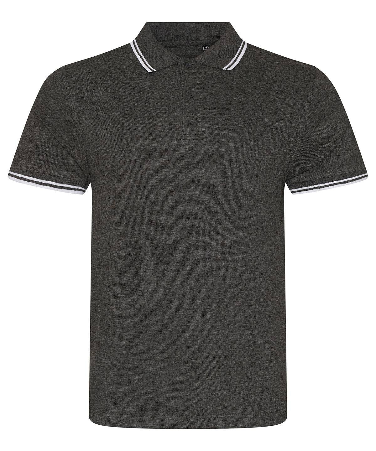 Charcoal/White - Stretch tipped polo