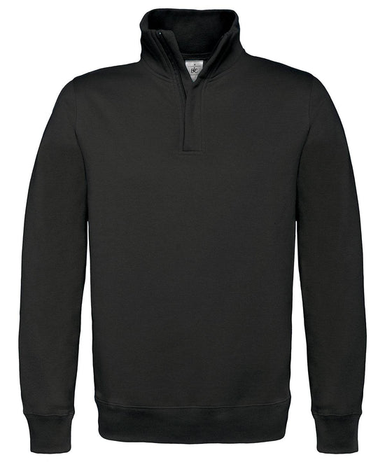 Black - B&C ID.004 ¼ zip sweatshirt