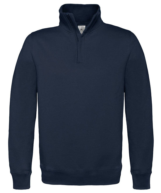 Navy - B&C ID.004 ¼ zip sweatshirt