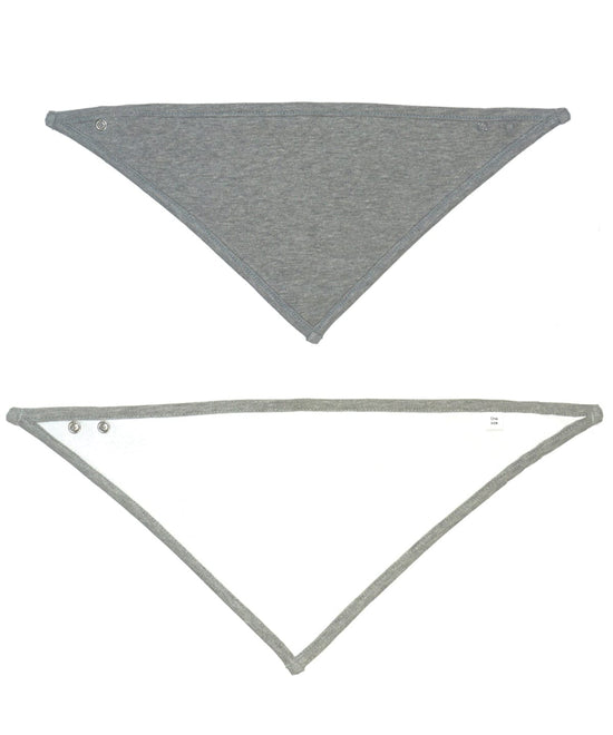 White/Heather Grey Melange - Bandana bib