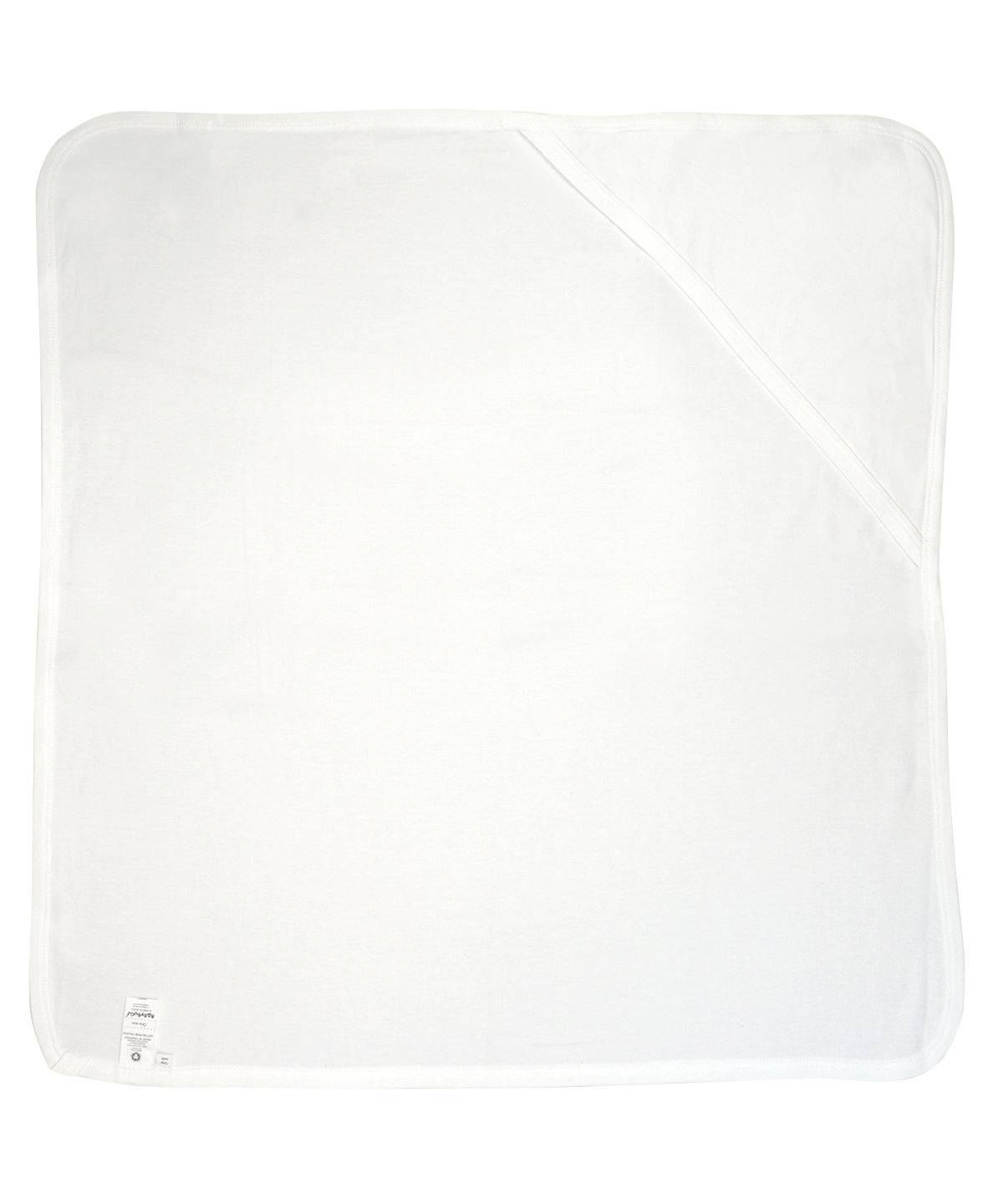 Organic White/White - Baby organic hooded blanket