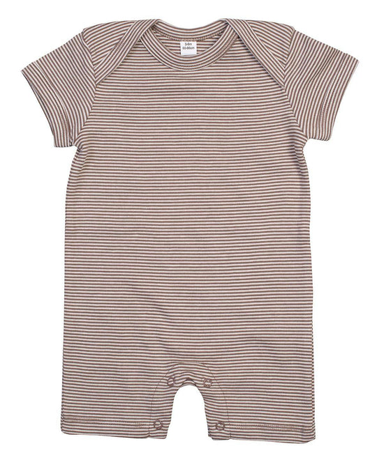 Organic Natural/Mocha - Baby striped playsuit