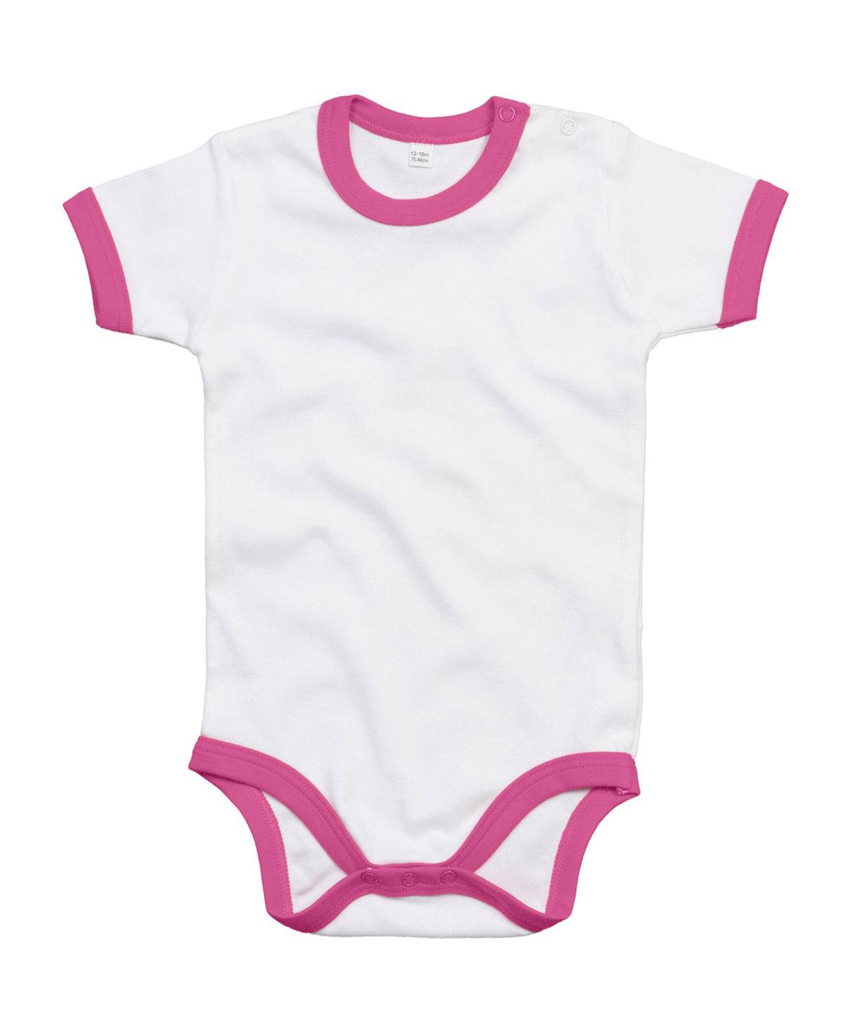 Organic White/Bubblegum Pink - Ringer bodysuit