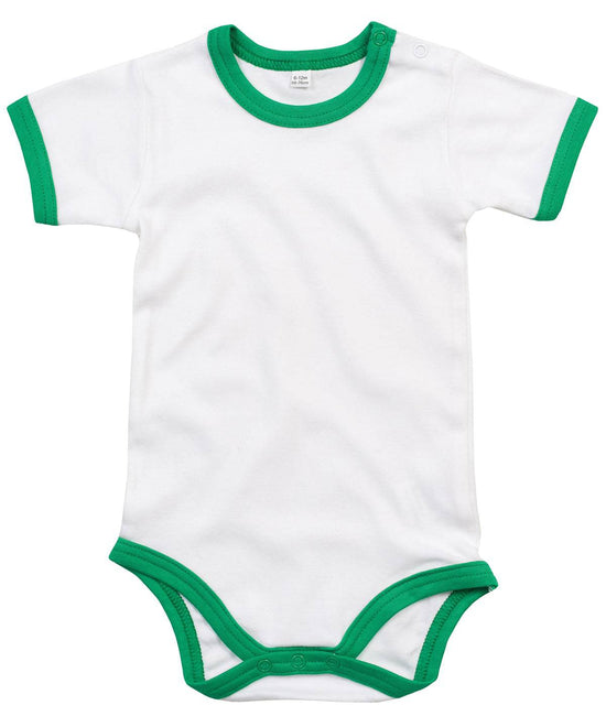 Organic White/Kelly Green - Ringer bodysuit