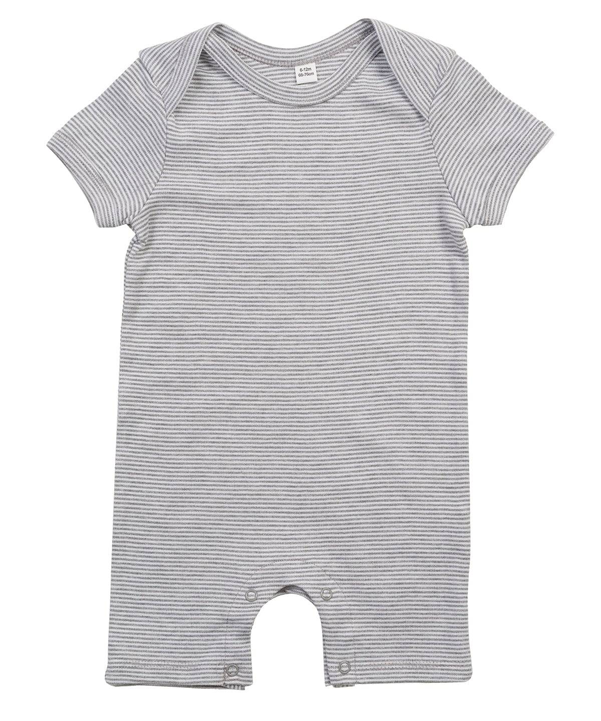 White/Heather Grey Melange - Baby striped playsuit