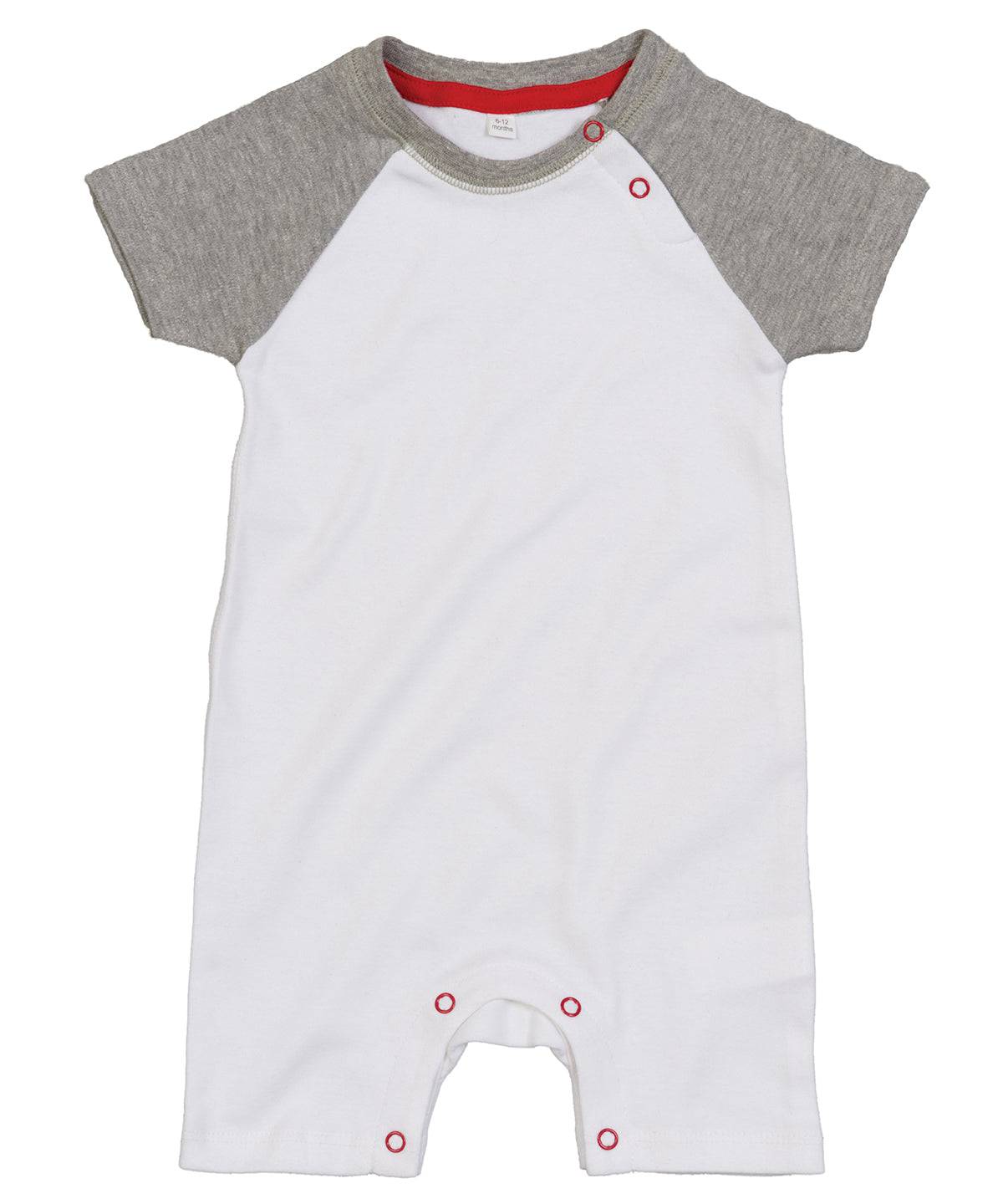 White/Heather Grey Melange/Red - Baby baseball playsuit