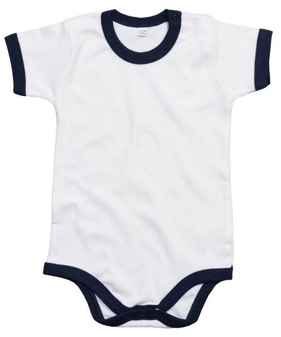 White/Nautical Navy - Ringer bodysuit