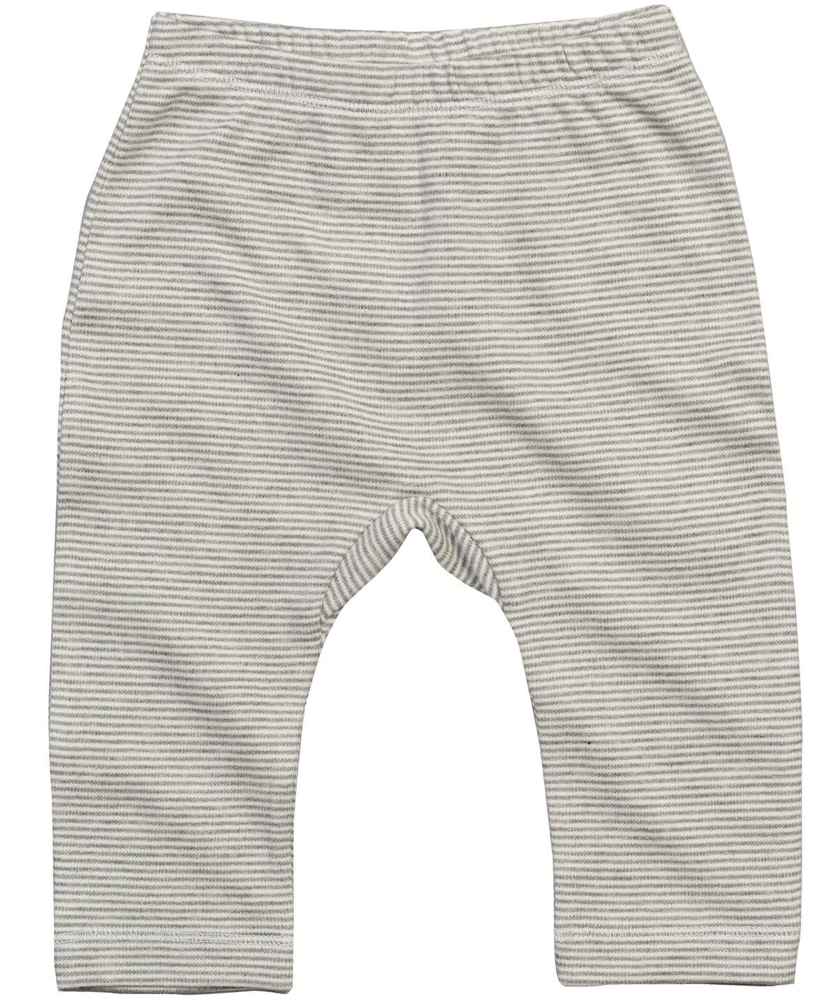 White/Heather Grey Melange - Baby stripy Jersey leggings
