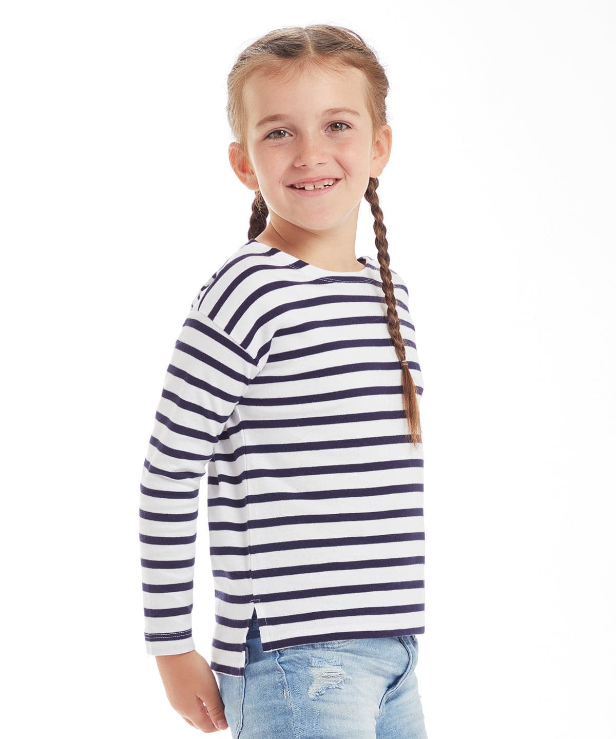 White/Navy - Kids breton T