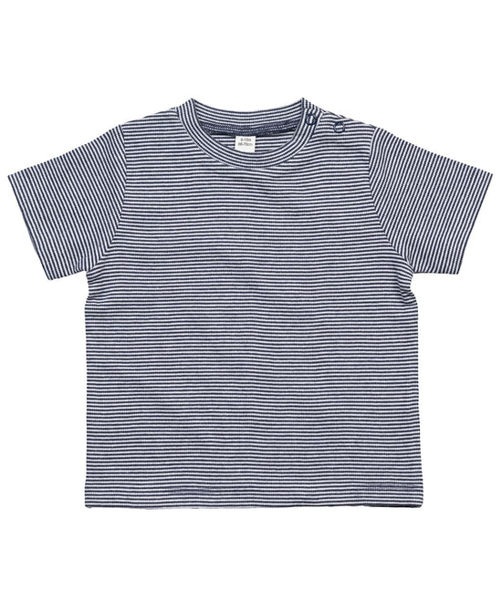 Organic White/Nautical Navy - Baby stripy T