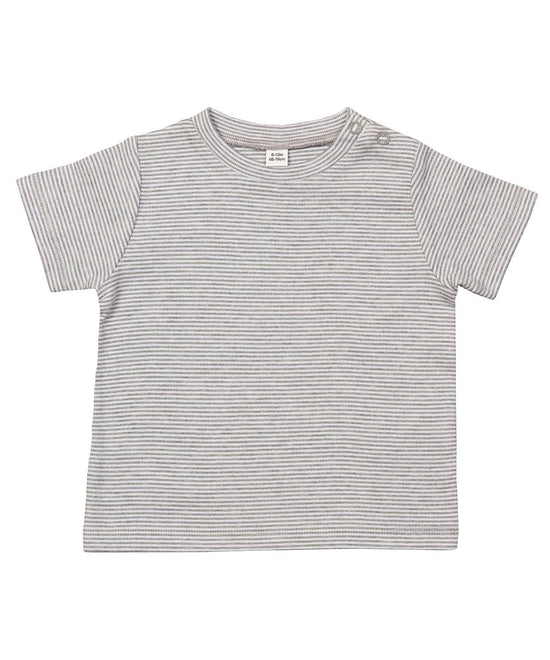 White/Heather Grey Melange - Baby stripy T