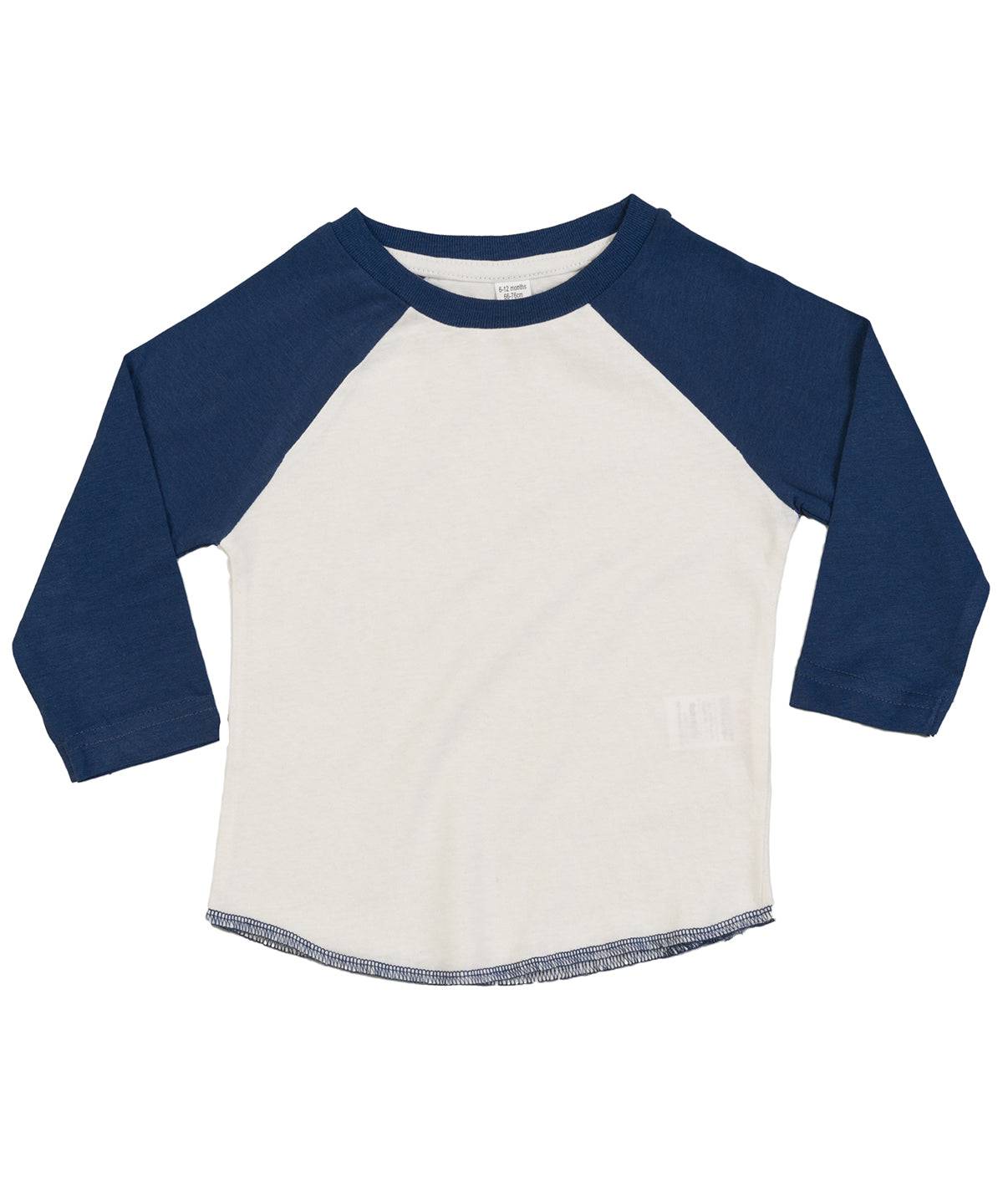 Organic Washed White/Swiss Navy - Baby baseball T