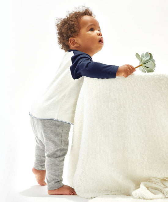 Organic Washed White/Swiss Navy - Baby baseball T