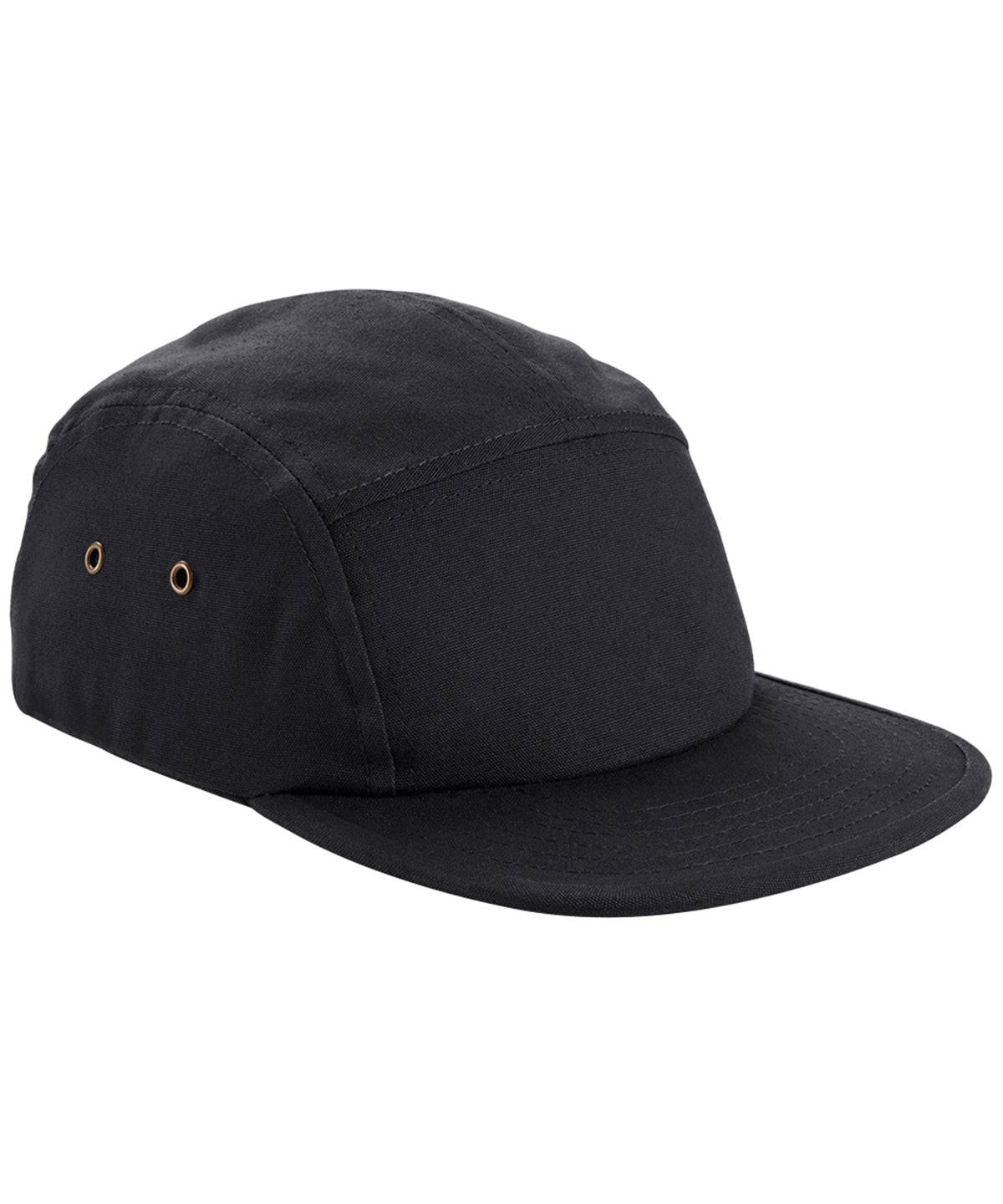 Load image into Gallery viewer, Black - Canvas 5-panel camper cap

