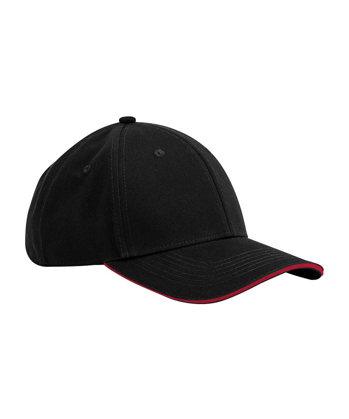Load image into Gallery viewer, Black/Classic Red - EarthAware® classic organic cotton 6-panel cap – sandwich peak
