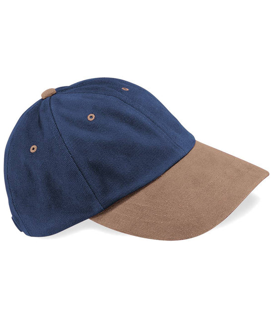 French Navy/Taupe - Low-profile heavy brushed cotton cap
