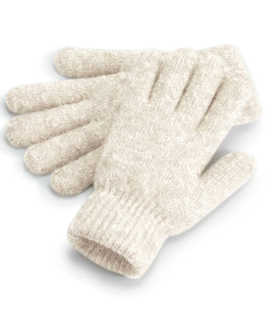 Almond Marl - Cosy ribbed-cuff gloves