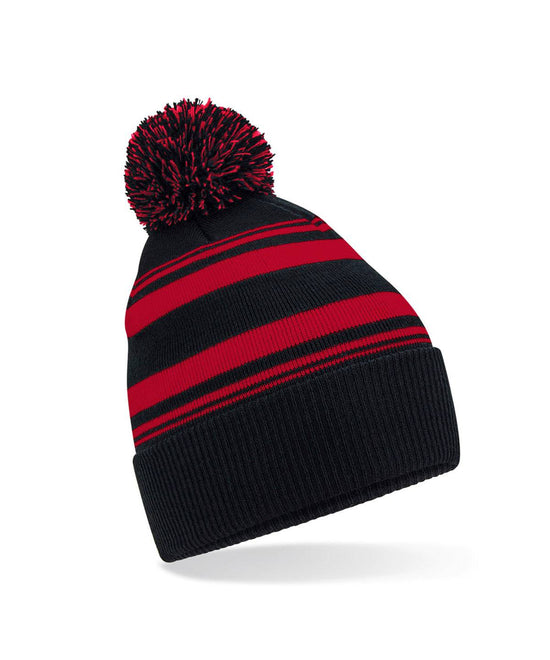 Black/Classic Red - Striped fan beanie