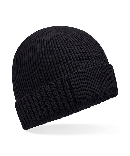 Black - Organic cotton engineered patch beanie