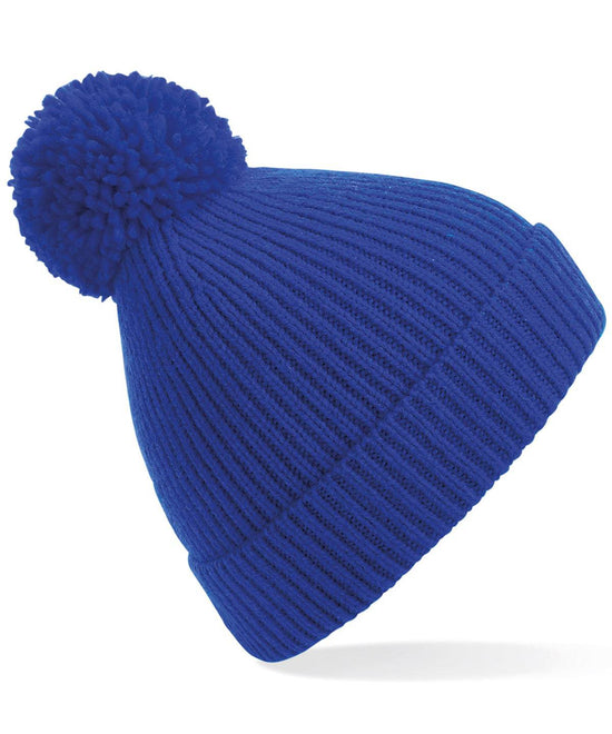 Bright Royal - Engineered knit ribbed pom pom beanie