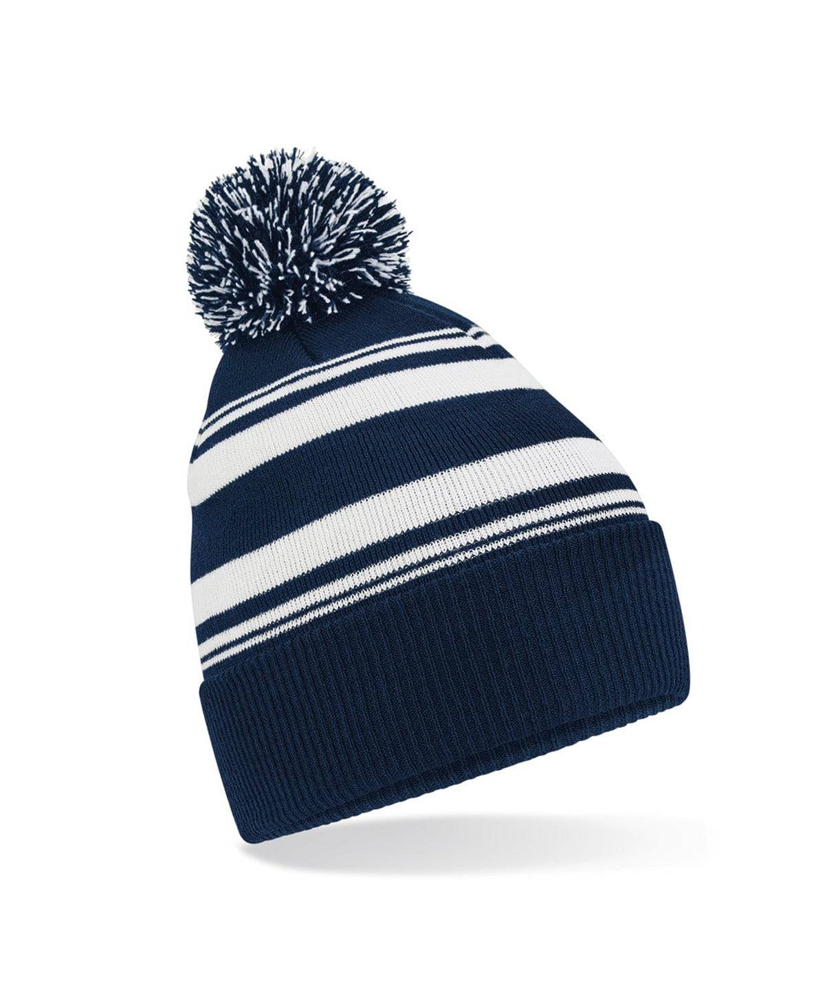 French Navy/White - Striped fan beanie