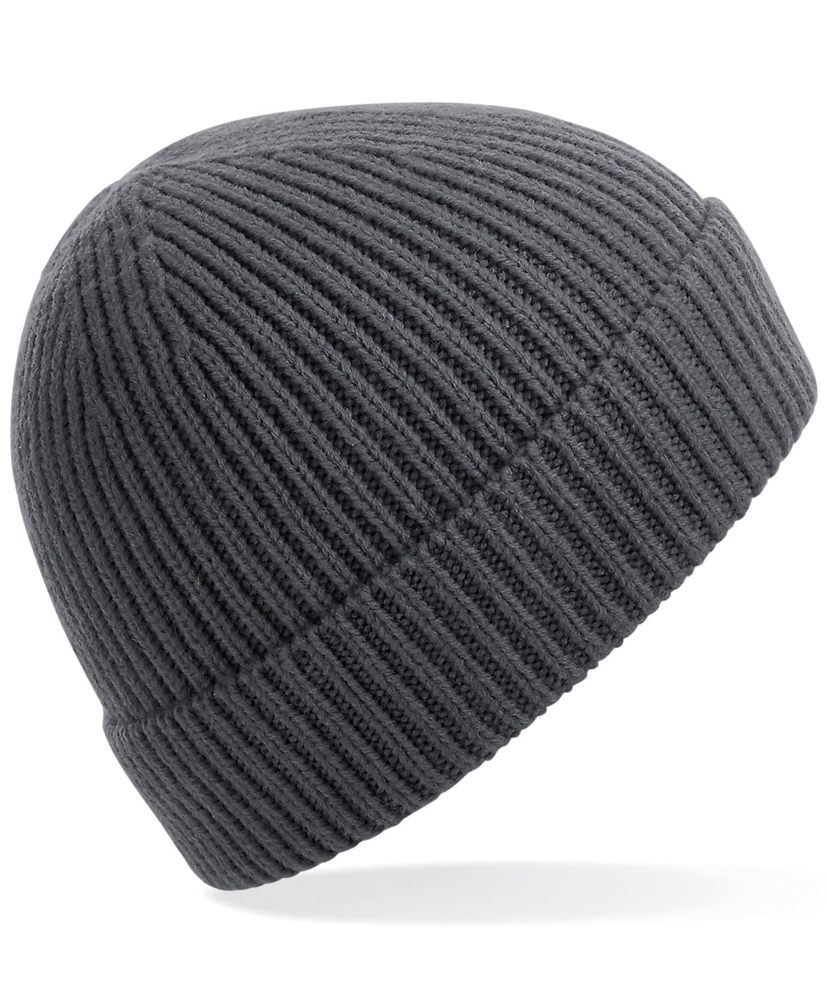 Graphite Grey - Engineered knit ribbed beanie